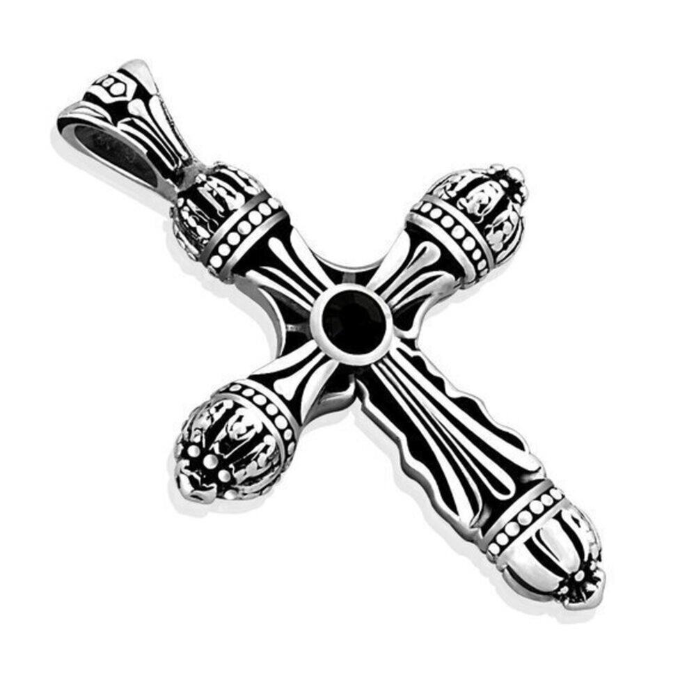 NWOT Celtic Gem Cross with Crown Edges 316L‎ Stainless Steel Pendant